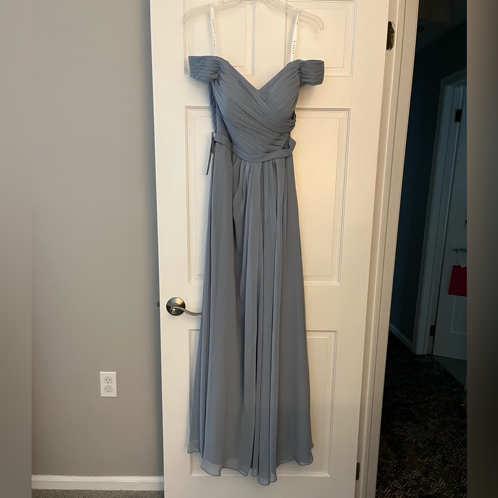 NWT Azazie Audrianna - dusty blue - A6